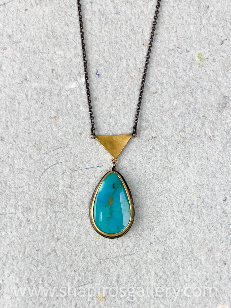 Gold Triangle Necklace with Turquoise