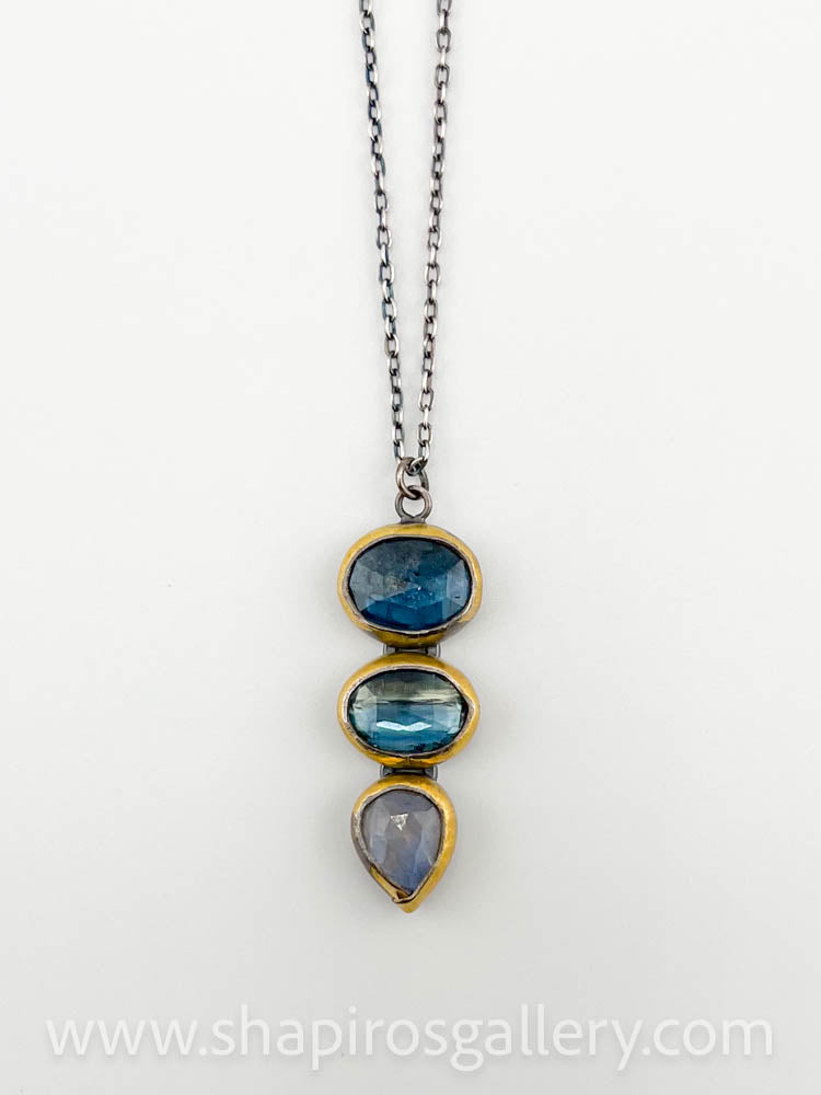 Three Drop Necklace - Moonstone and Kyanite