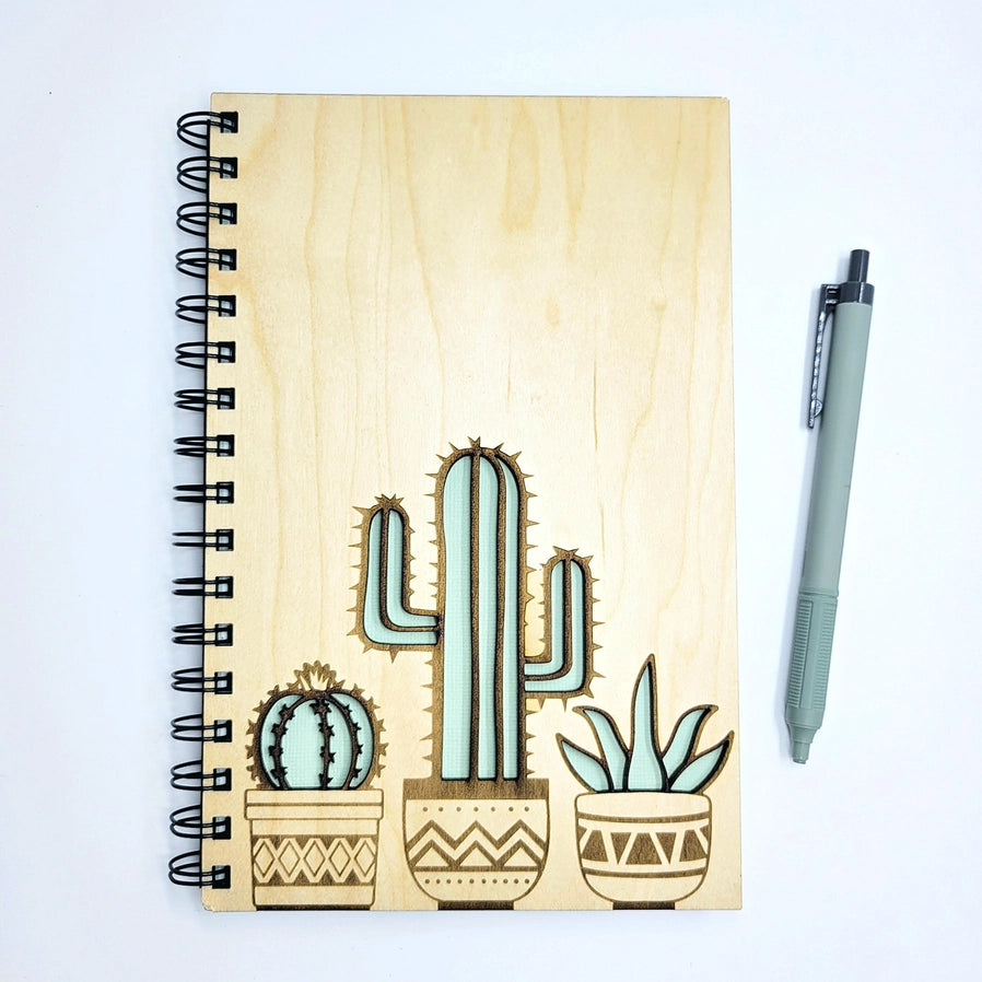 Cozy Cactus Wood Journal