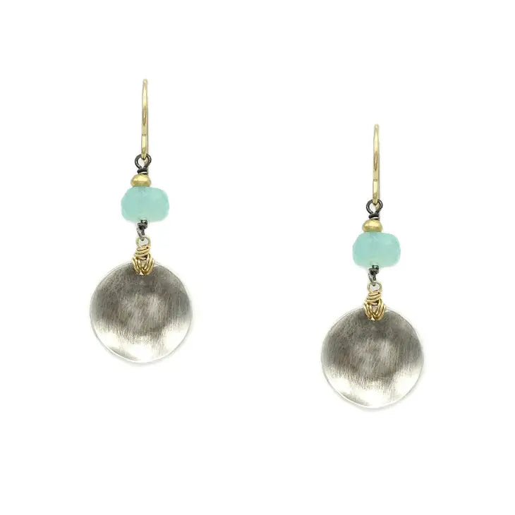Sterling Disk with Chalcedony Earrings