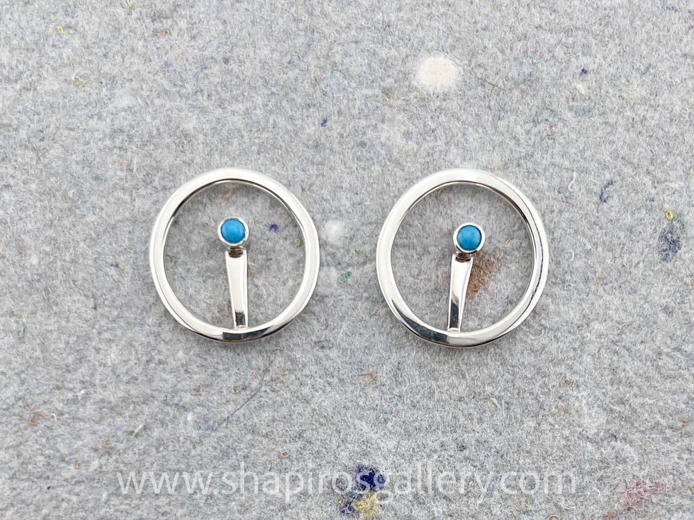 Turquoise Circle Post Earrings