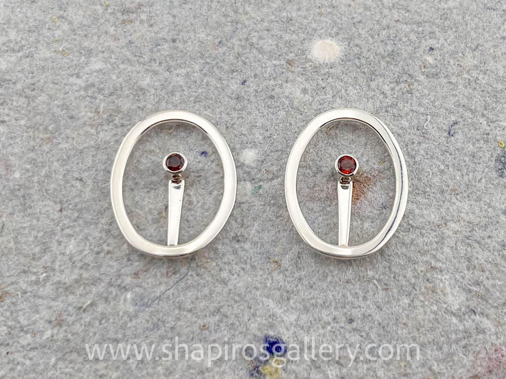 Garnet Oval Post Earrings