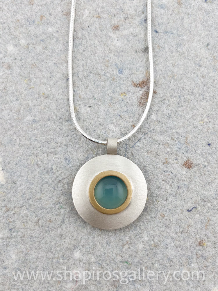 Blue Chalcedony Circle Necklace
