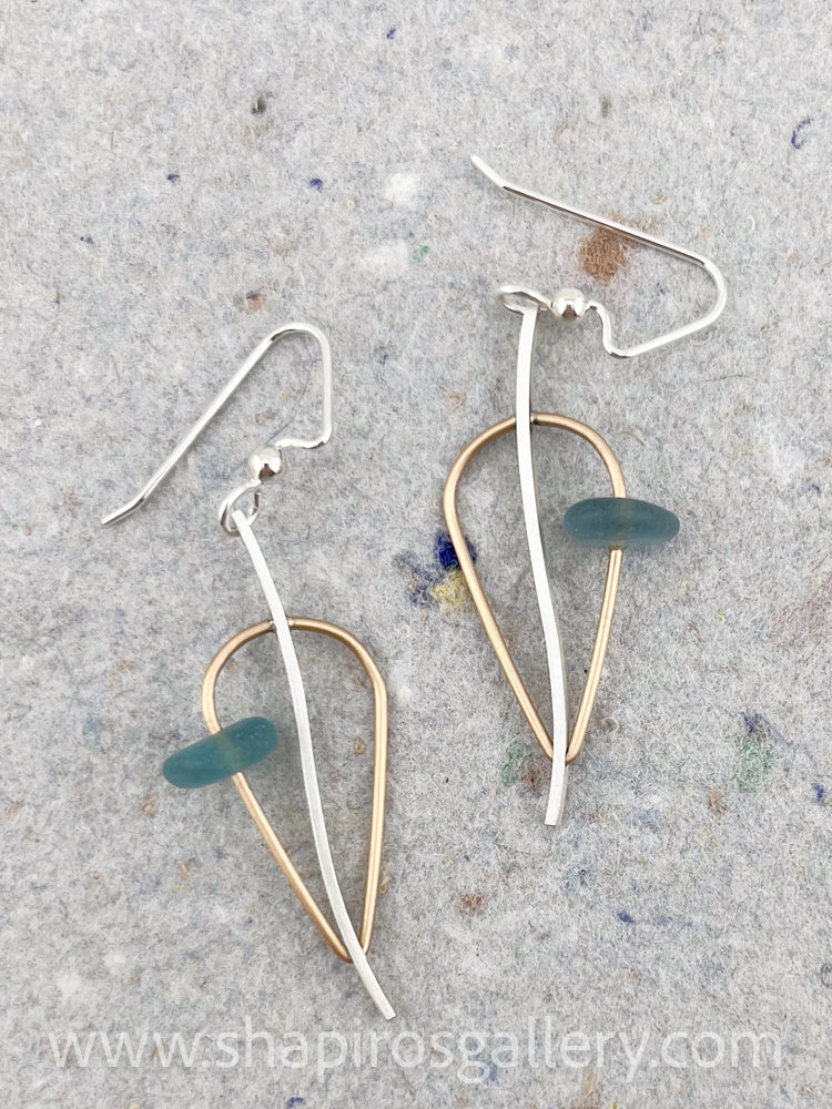 Seaglass Leaf Squiggle Earrings