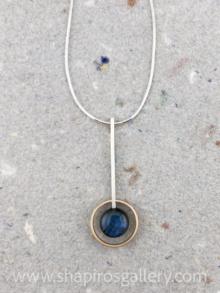 Labradorite Circle Drop Necklace