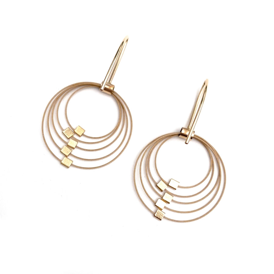 Grad Circle Earrings Hooks - Gold and Gold