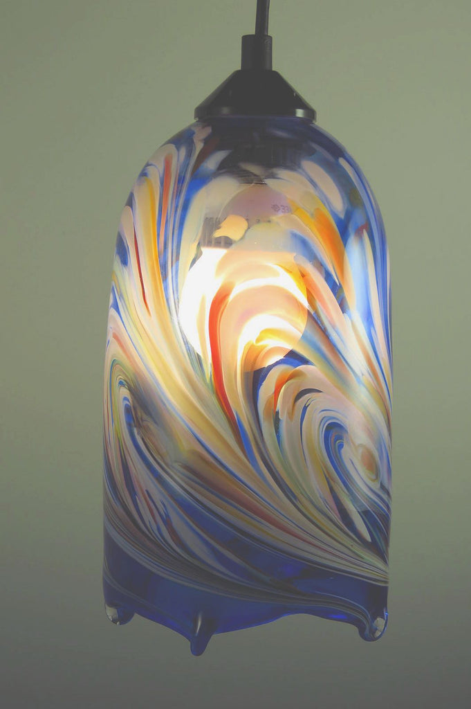 Blue Flame Blown Glass Pendant Lamp