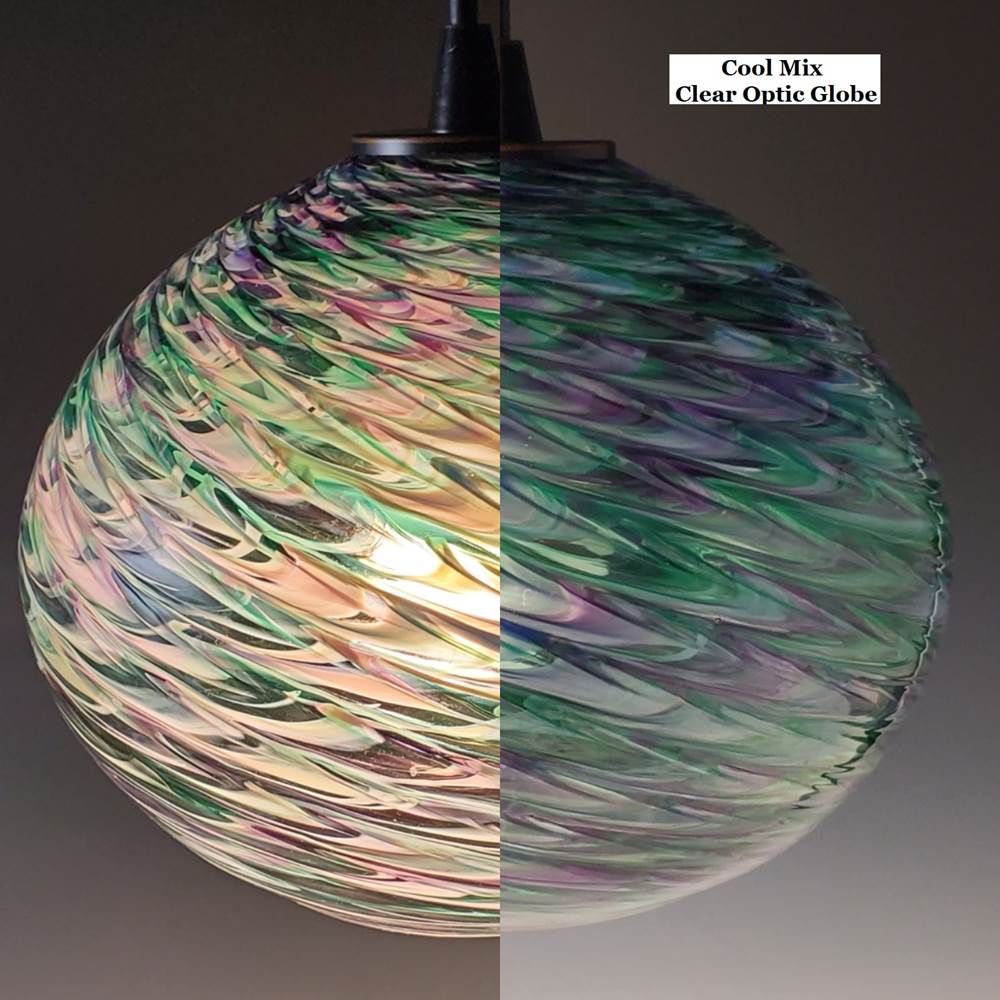 Cool Mix Clear Optic Blown Glass Pendant Lamp