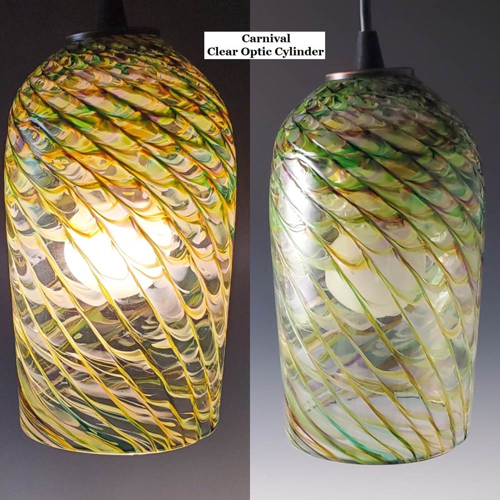 Carnival Clear Optic Blown Glass Pendant Lamp