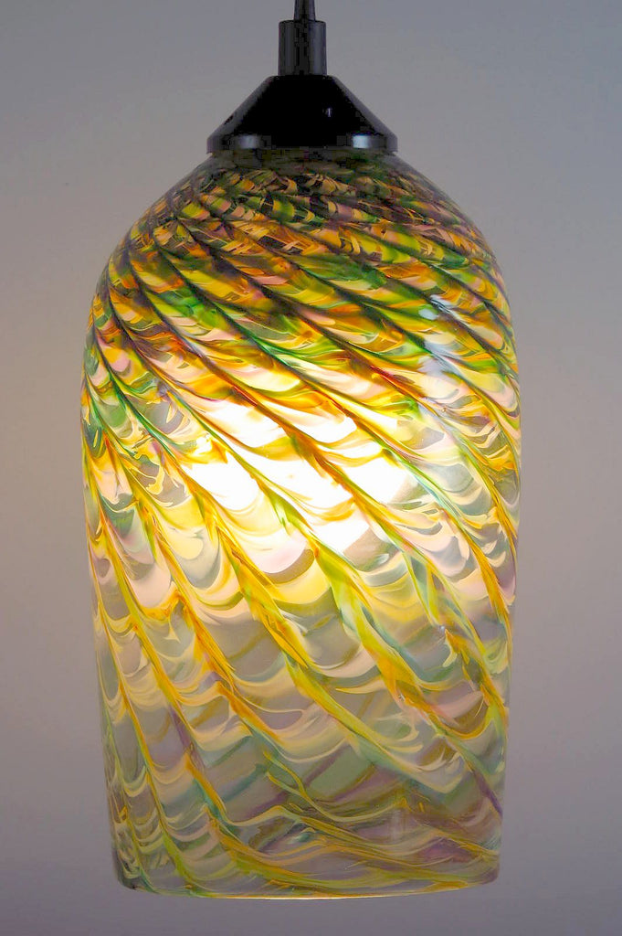 Carnival Clear Optic Blown Glass Pendant Lamp