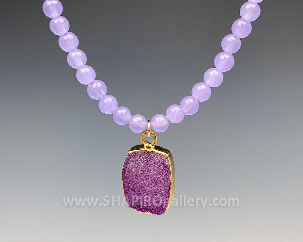 Lavender Jade with Purple Druzy Necklace
