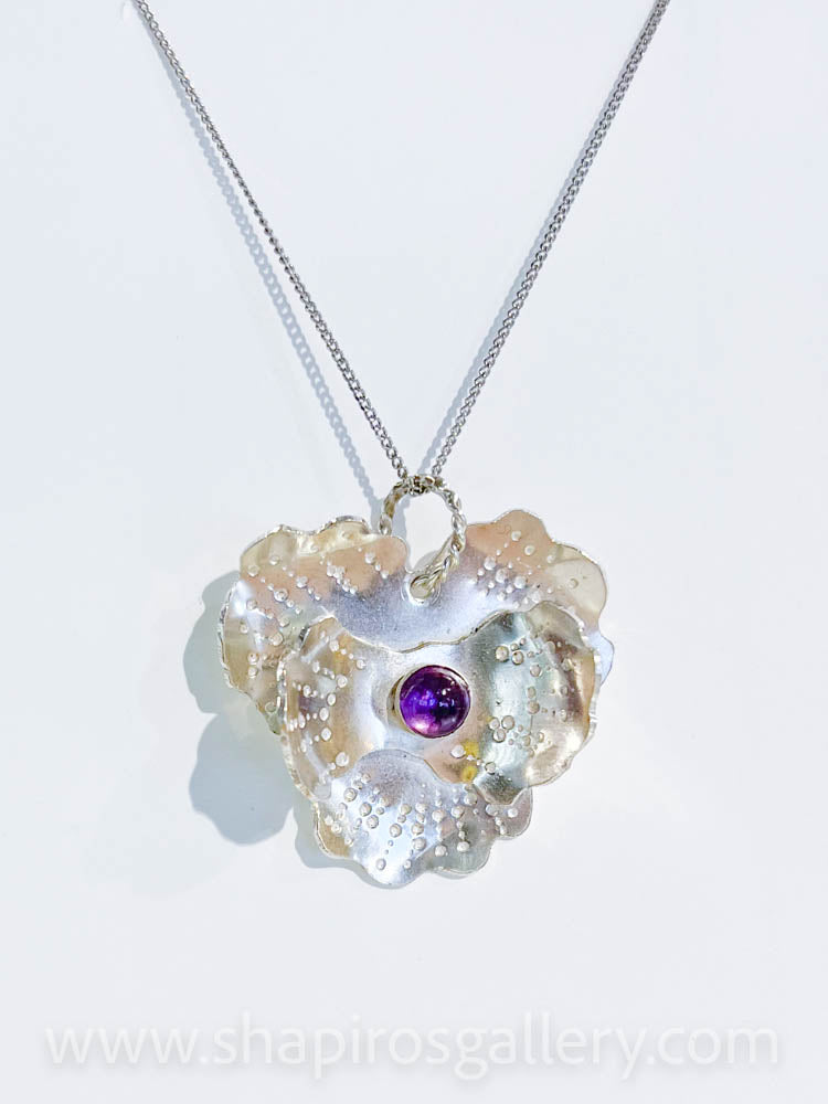 Amethyst Pansy Flower Necklace