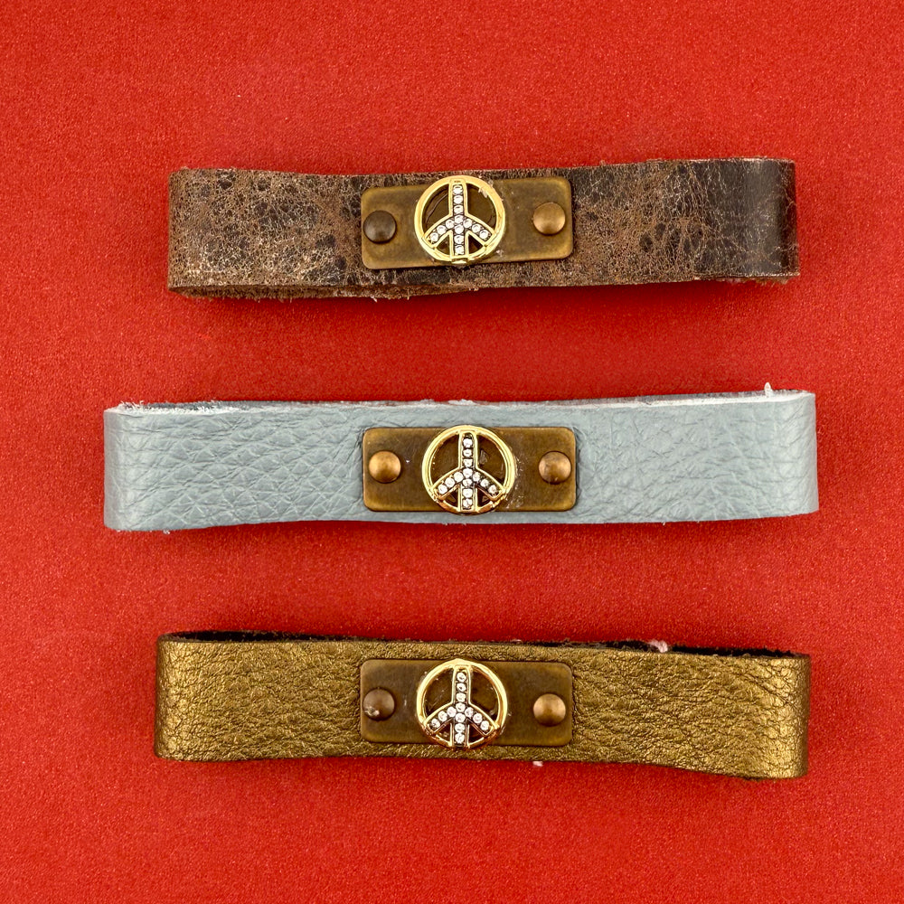 Leather Peace Stacker Bracelets (sold separately)