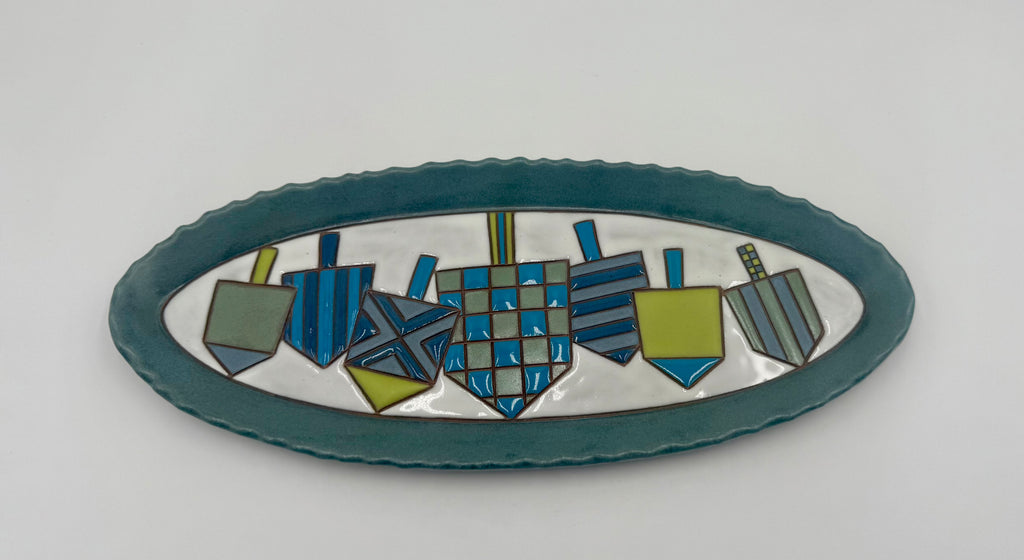 Decorative Dreidles Chanukah Tray