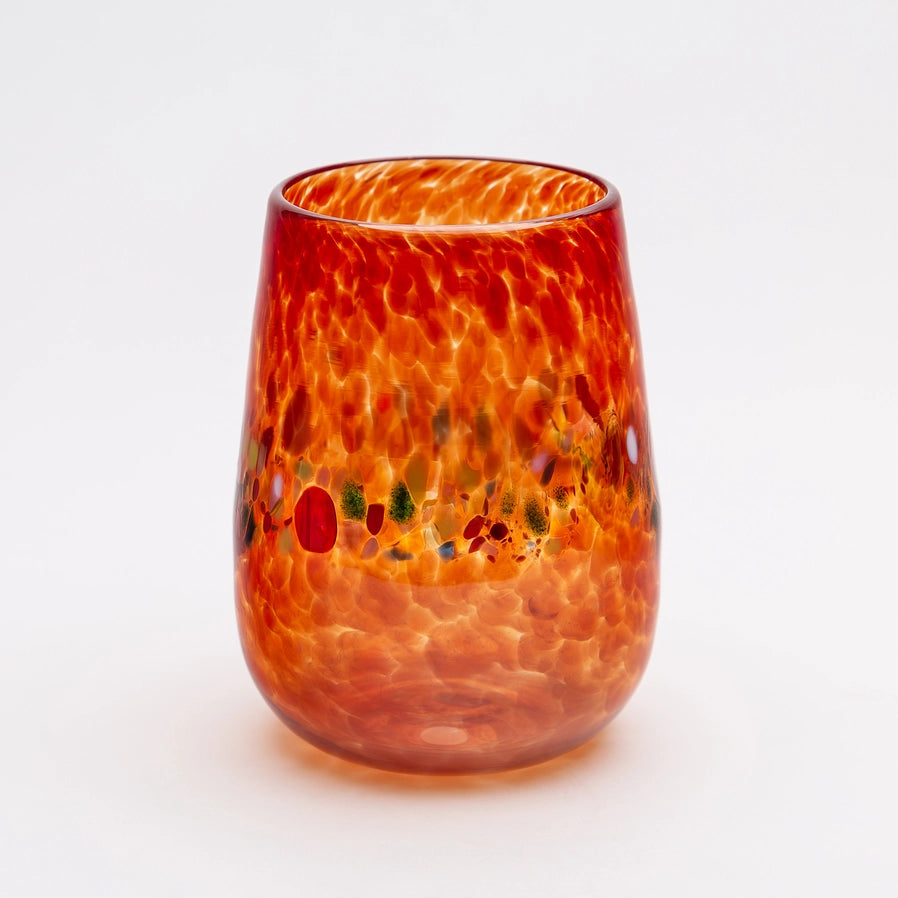 Handblown Stemless Wine Glass - Red