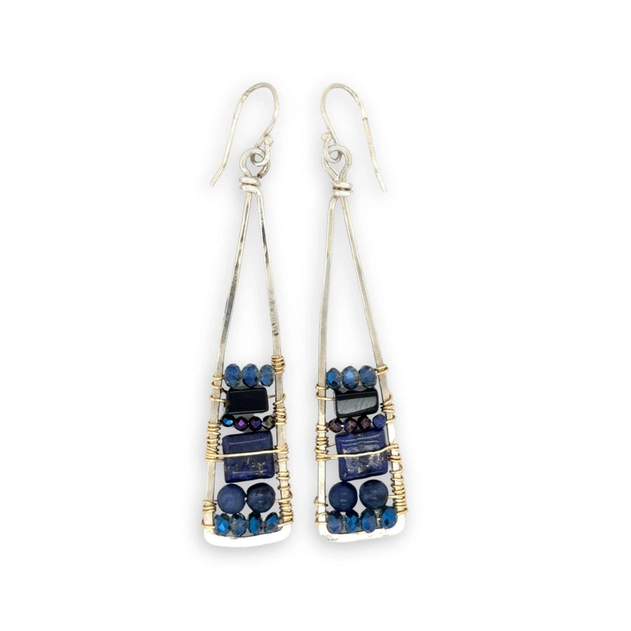 Tall Lapis Stack Earrings