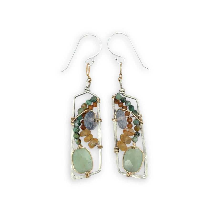 Gemstone Parallelogram Earrings