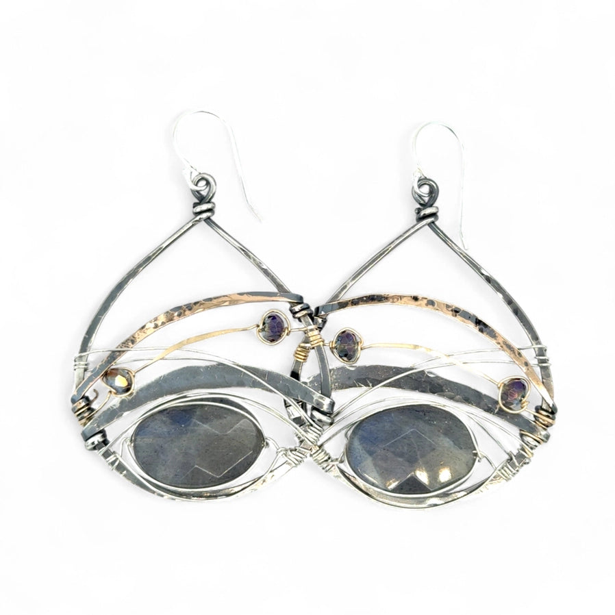 Labradorite Basket Earrings
