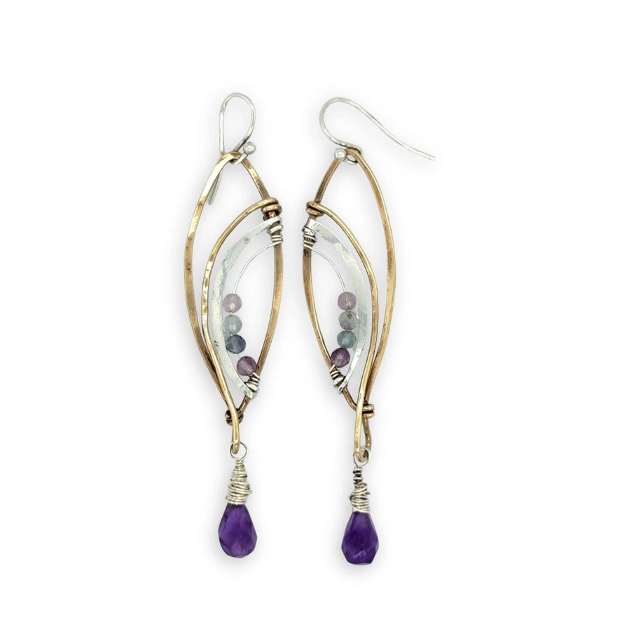 Amethyst Drop Swish Earrings
