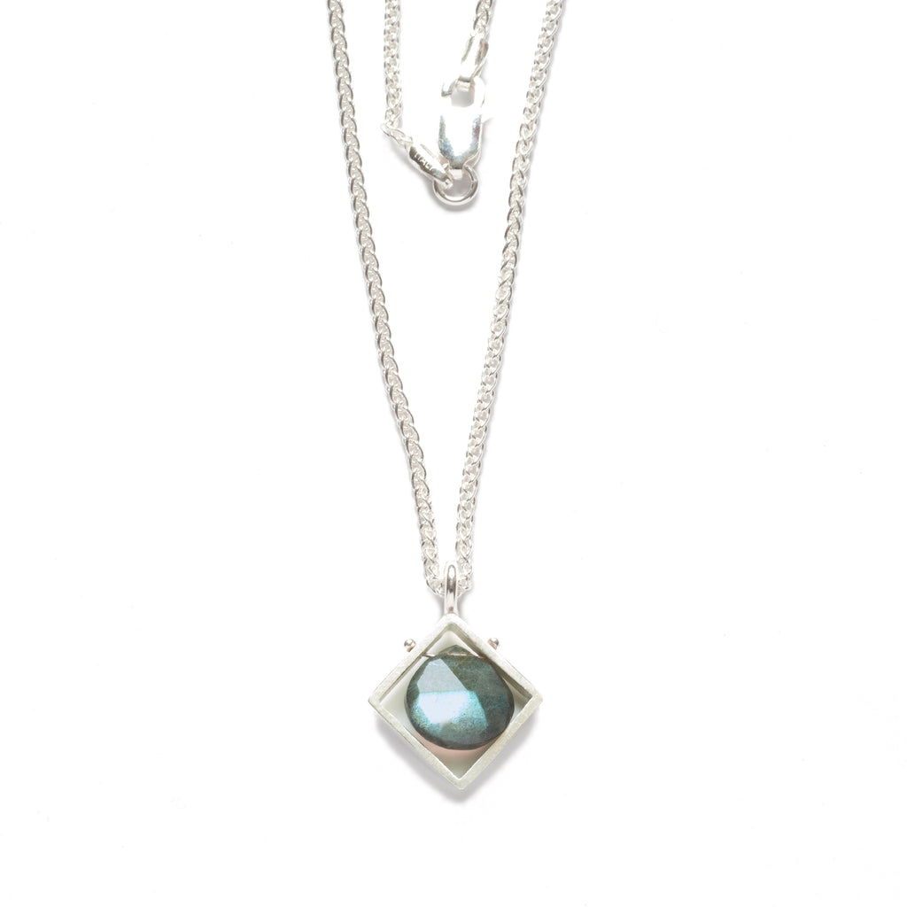 Diagonal Frame Necklace - Labradorite