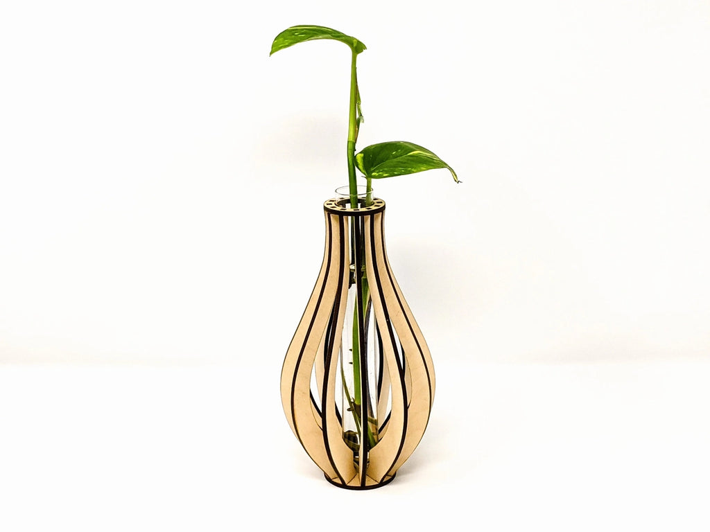 Large Wooden Test Tube Vase