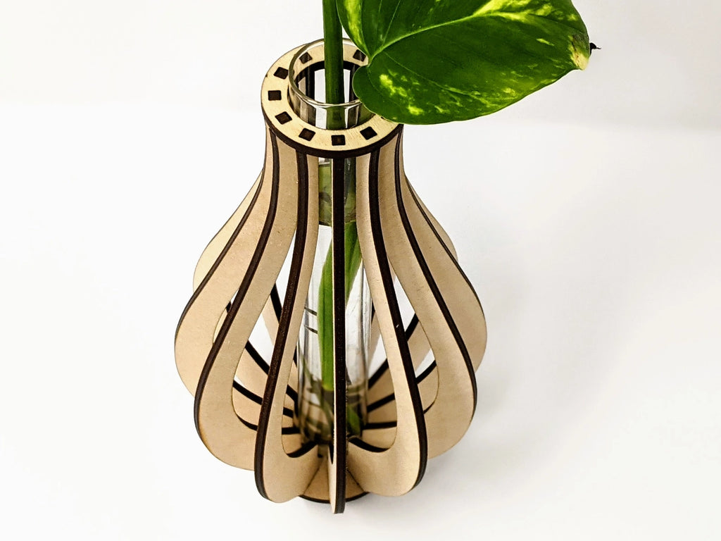 Large Wooden Test Tube Vase