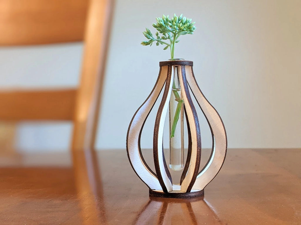 Small Wooden Test Tube Vase