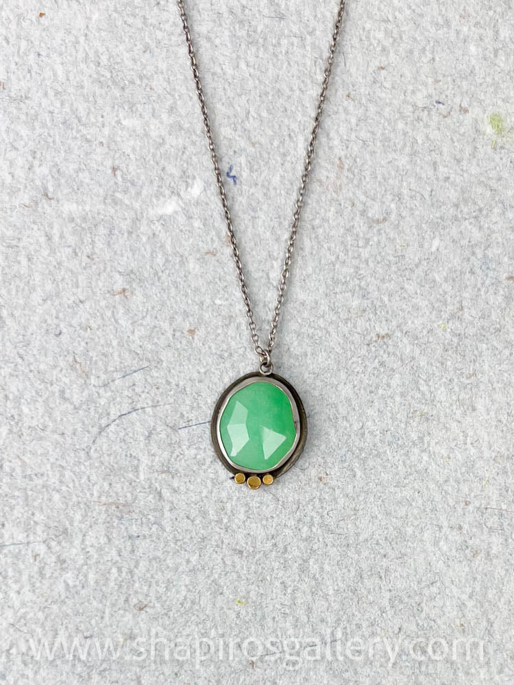 Chrysoprase Necklace with Gold Dots