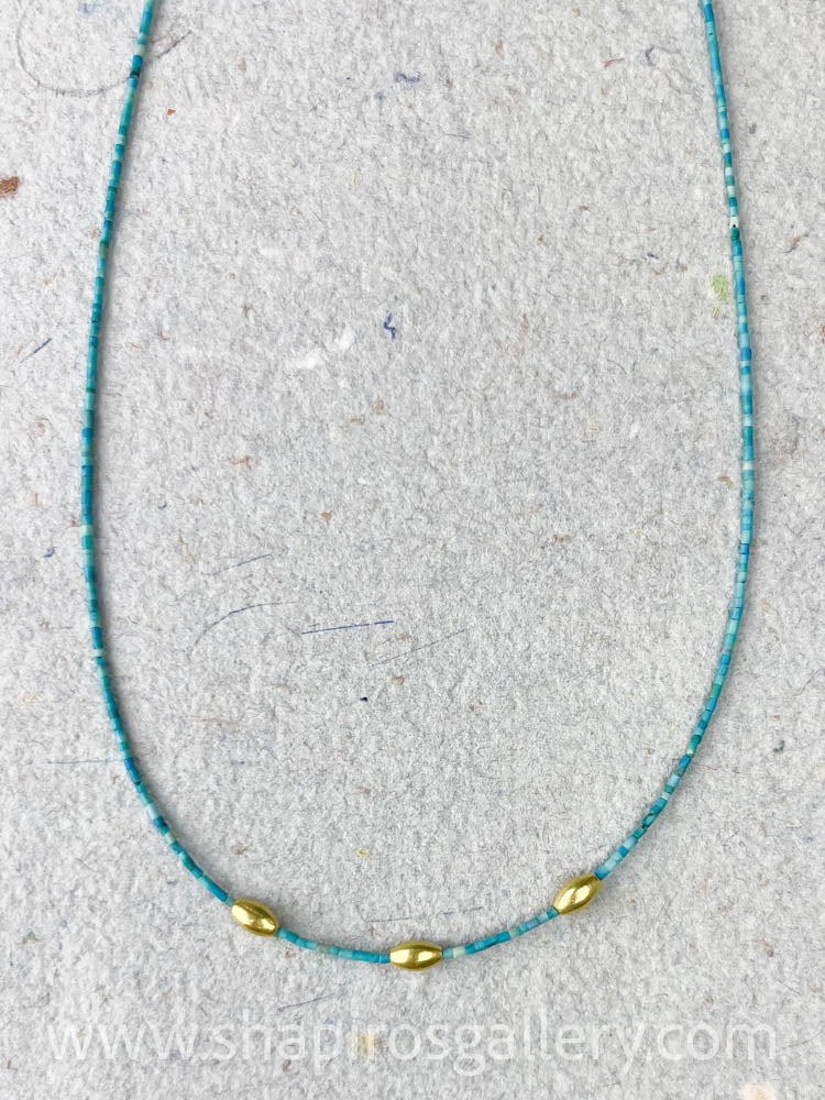 Turquoise & Gold Beaded Necklace