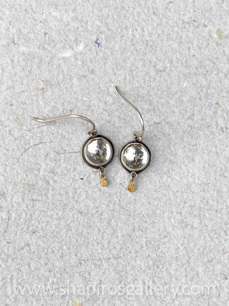Clear Topaz Earrings with 22k Gold Drops