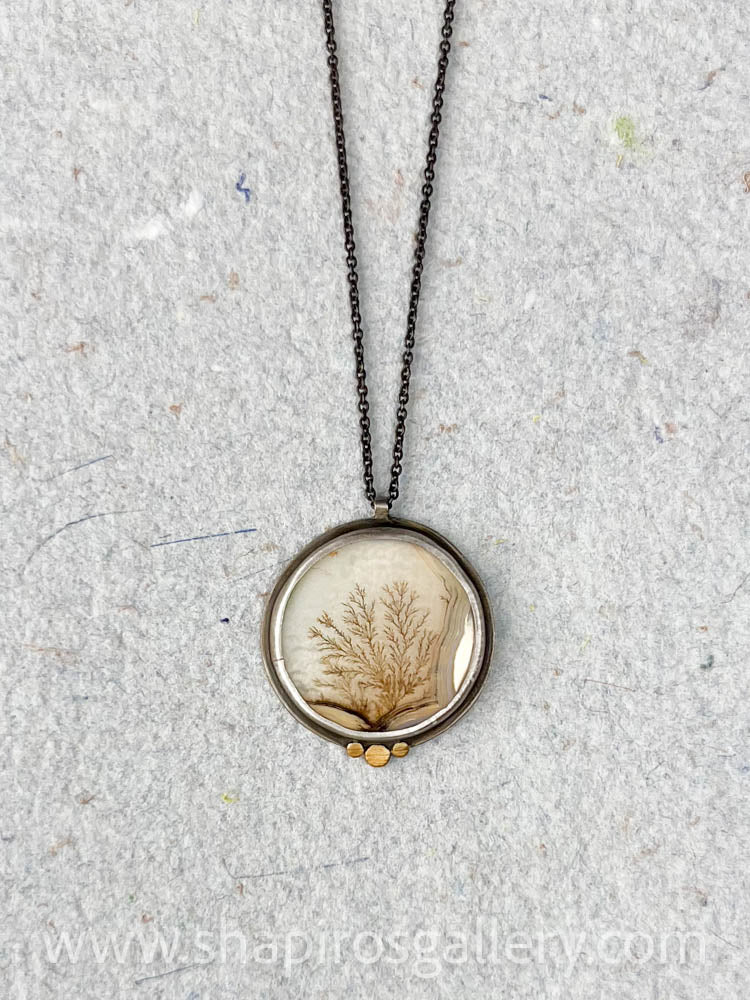 Dendritic Agate Necklace with Gold Trio