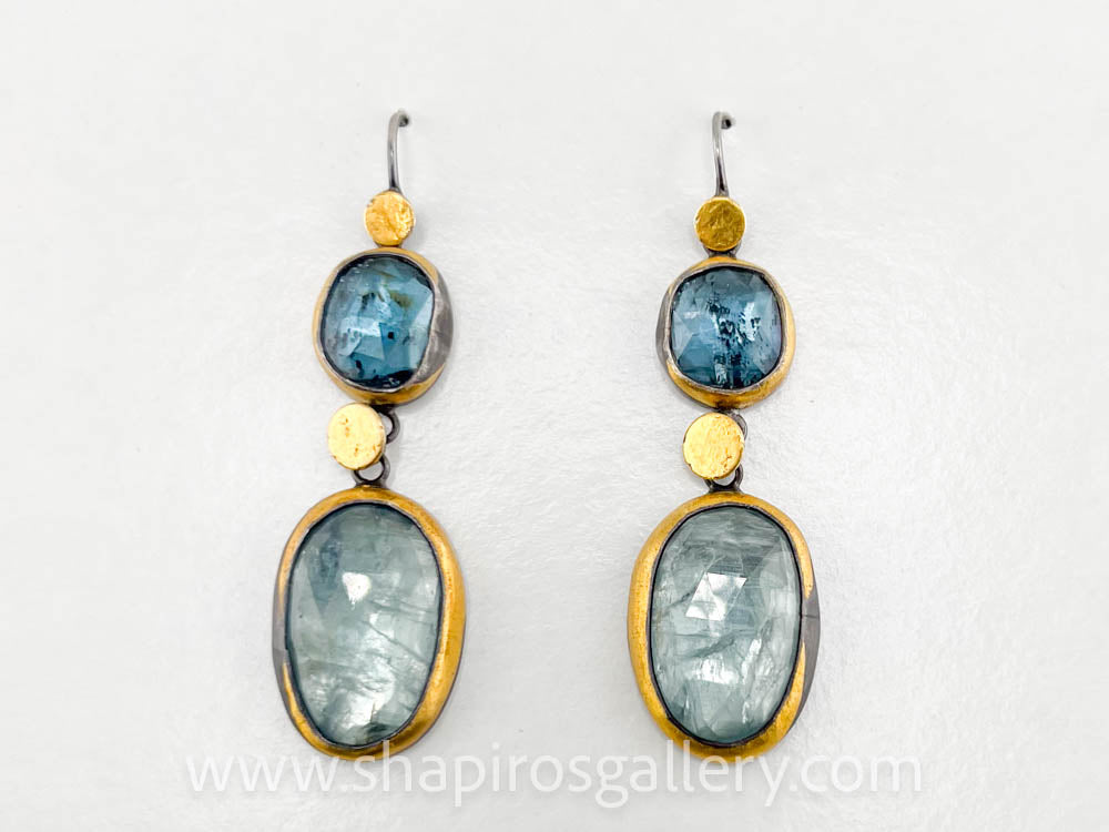 Sky Blue and Teal Kyanite Statement Earrings