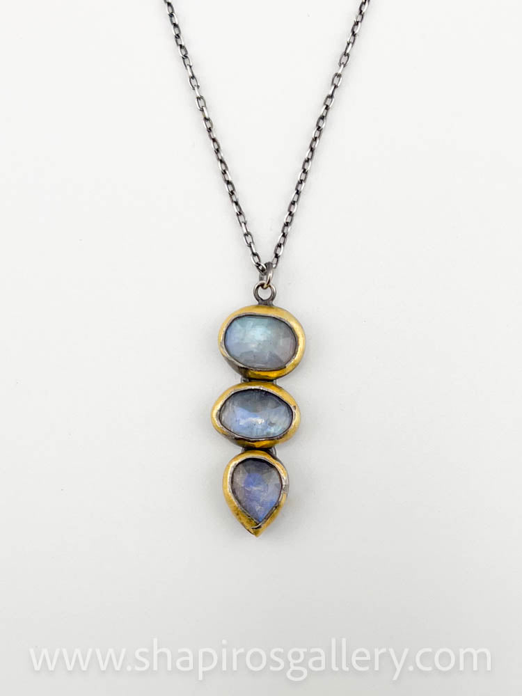 Three Drop Necklace - Rainbow Moonstone