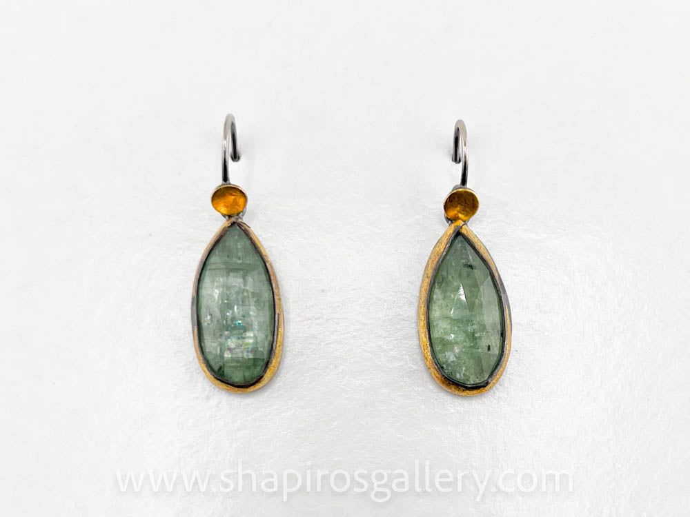 Teardrop Fold Earrings with Green Kyanite