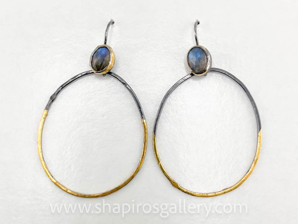 Rim Hoop Earrings - Labradorite