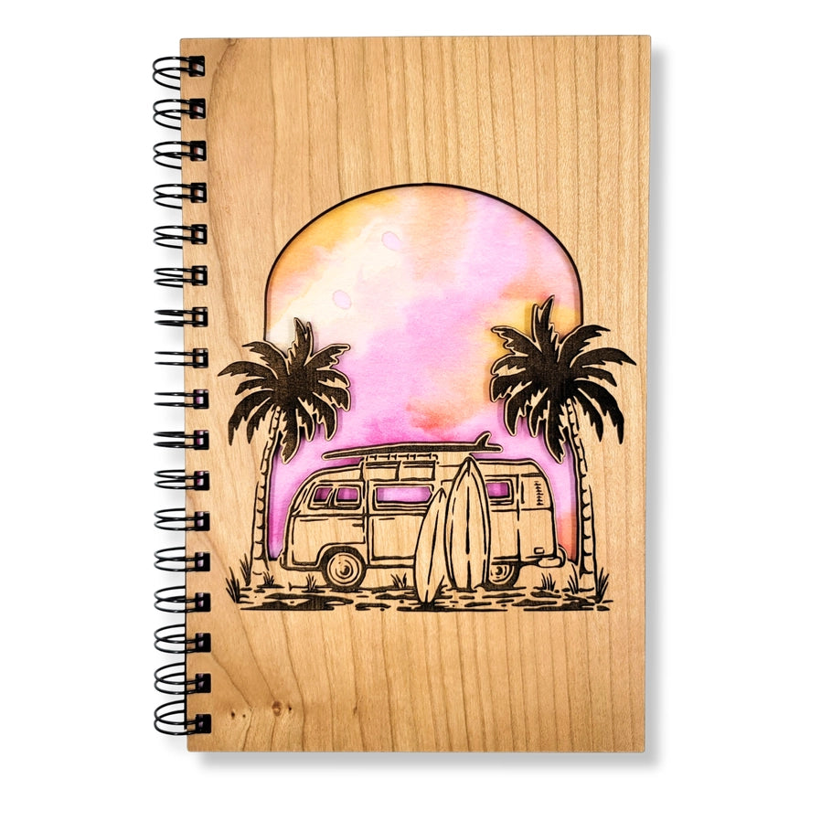 Beach Sunset Wood Journal