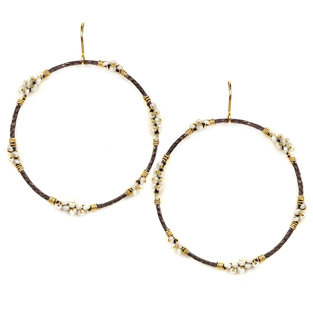 Large Circle Pearl Earrings