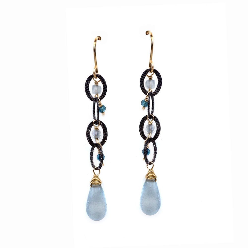 Aquamarine and Blue Quartz Earrings