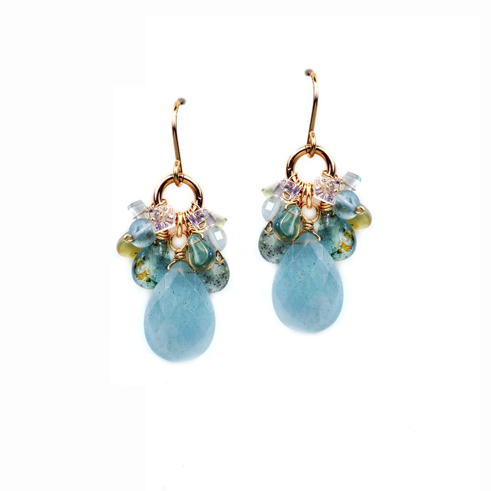 Aquamarine Cluster Earrings