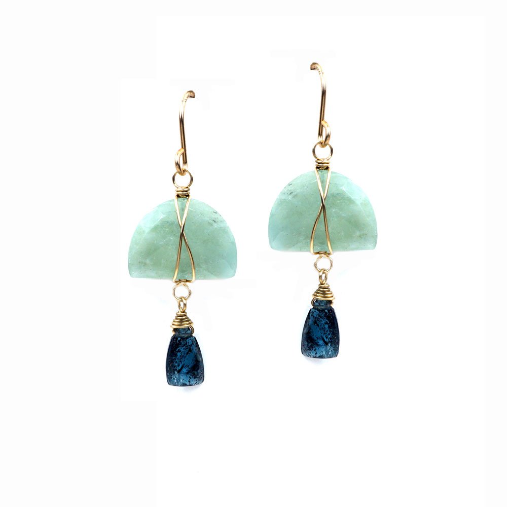 Half Moon Aquamarine Earrings
