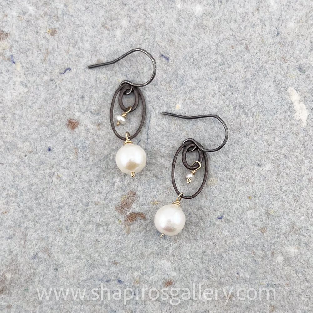 Double Oval Pearl Earrings