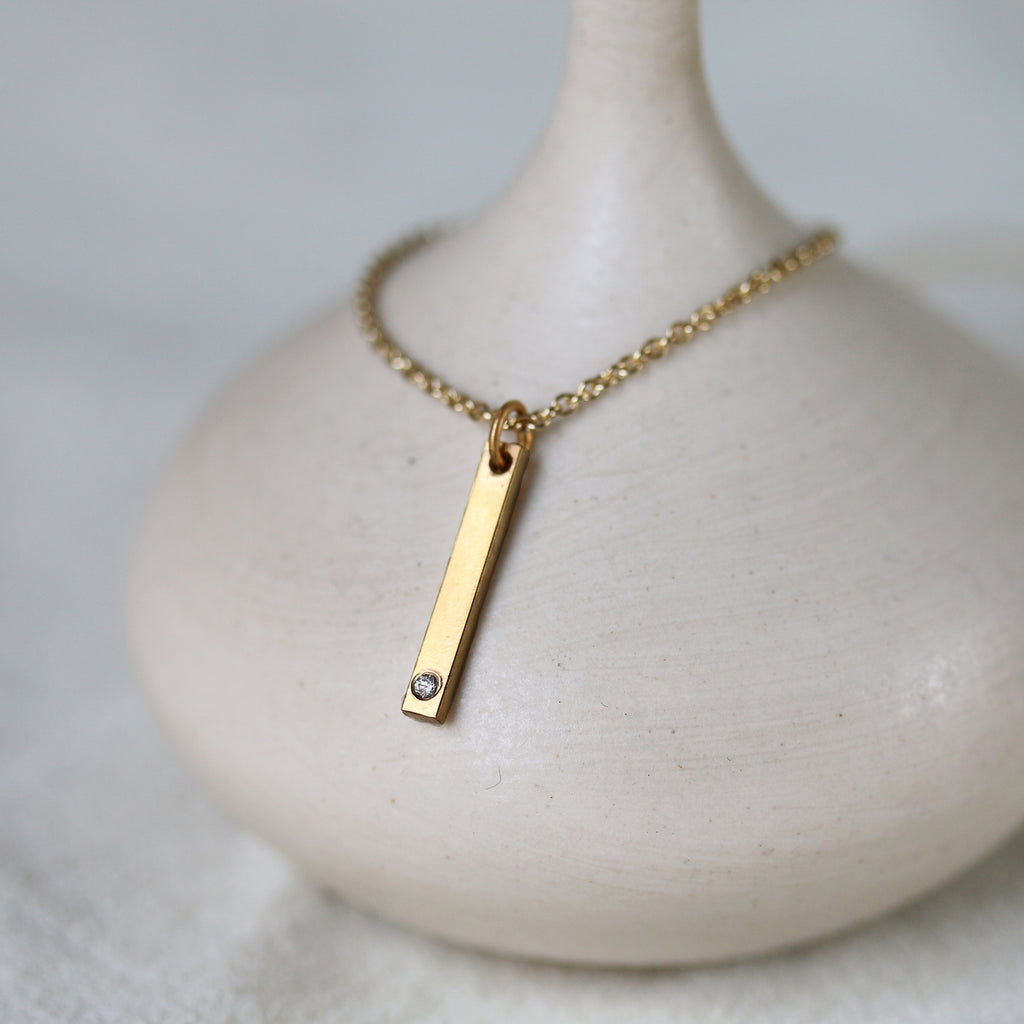 Petite Bar Necklace with Diamond