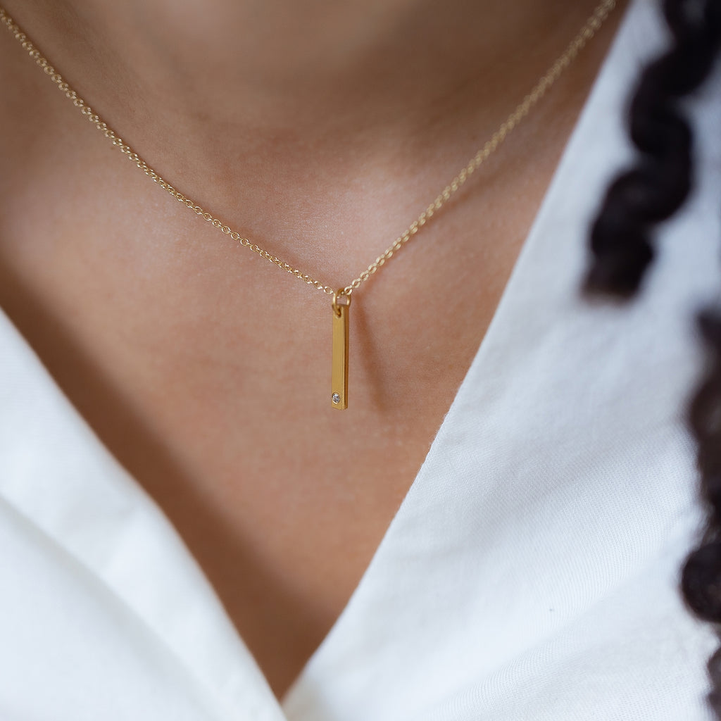 Petite Bar Necklace with Diamond