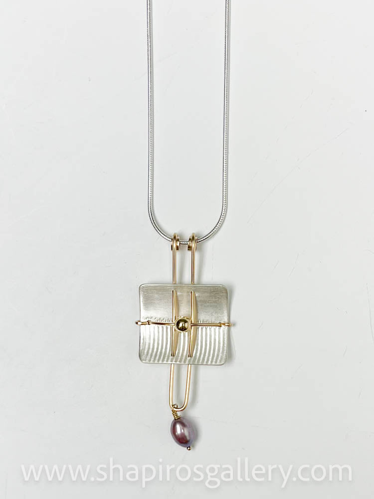 Square Pearl Drop Necklace