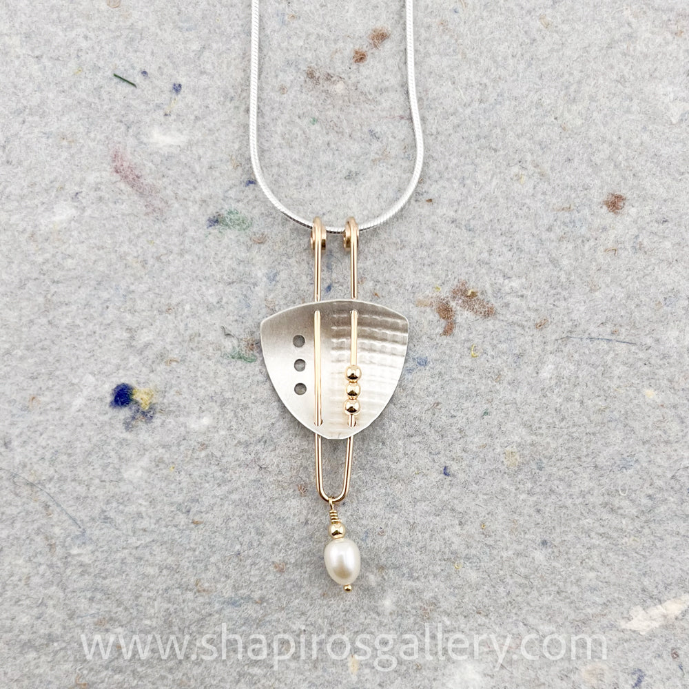 Triangle Pearl Drop Necklace