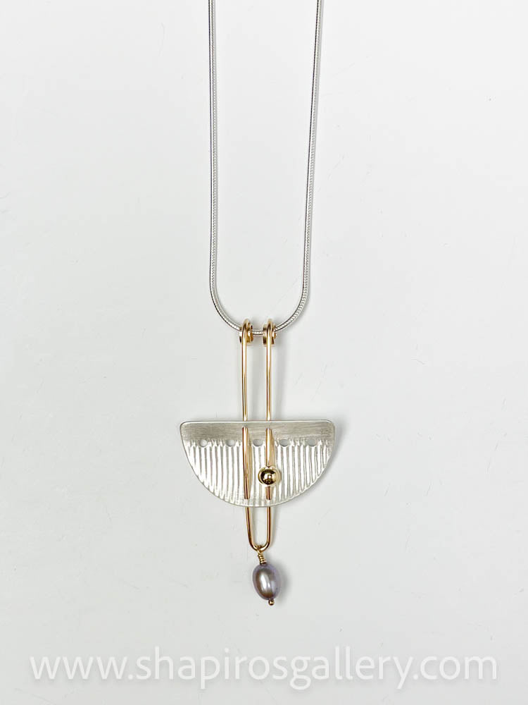 Half Circle Pearl Drop Necklace