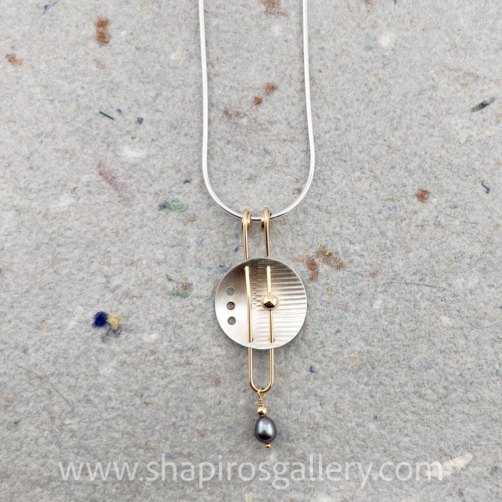 Circle Pearl Drop Necklace