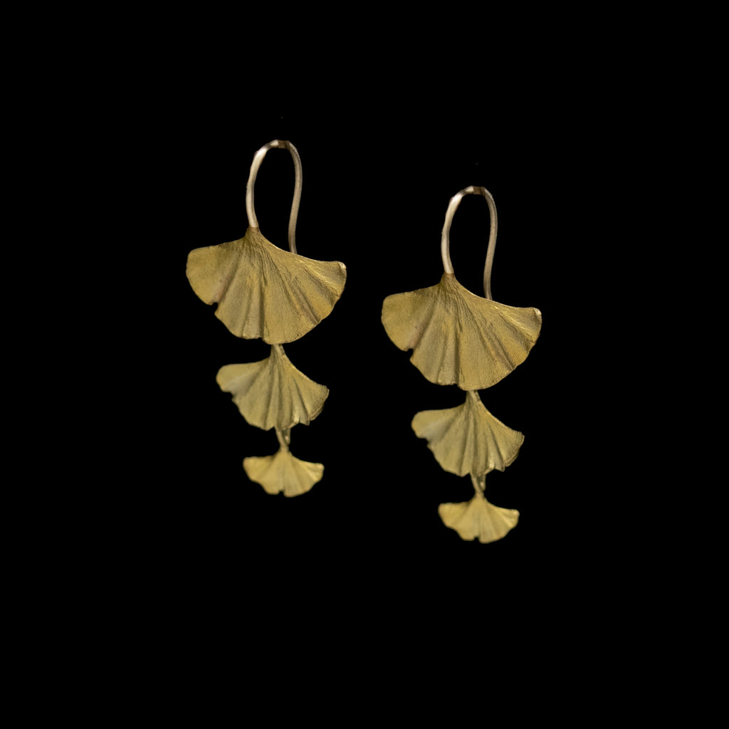 Ginkgo Triple Drop Wire Earrings