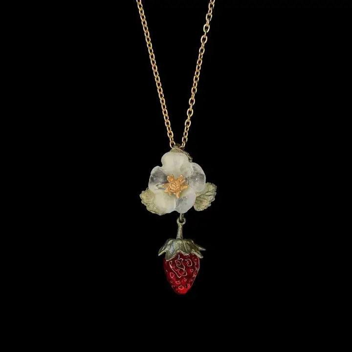 Strawberry Flower Drop Necklace