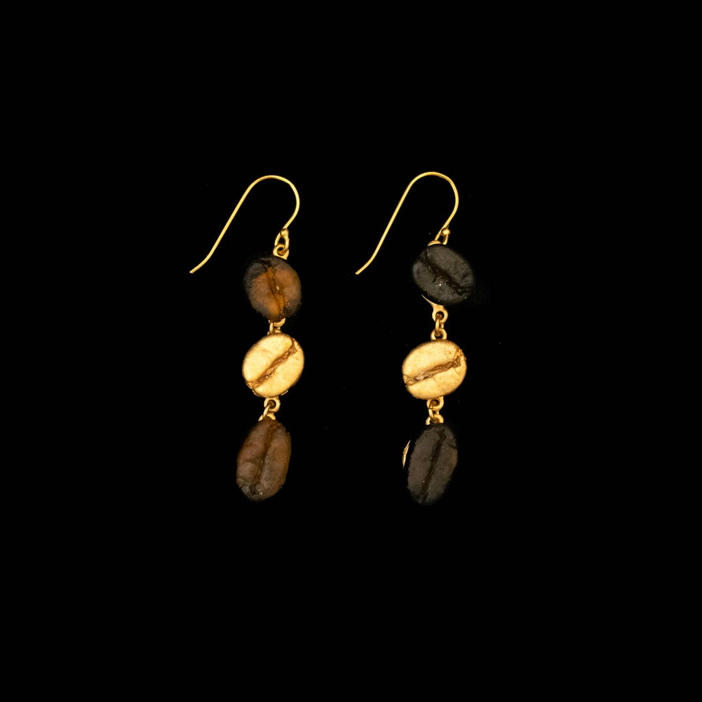 Roasted Coffee Bean Long Wire Earrings